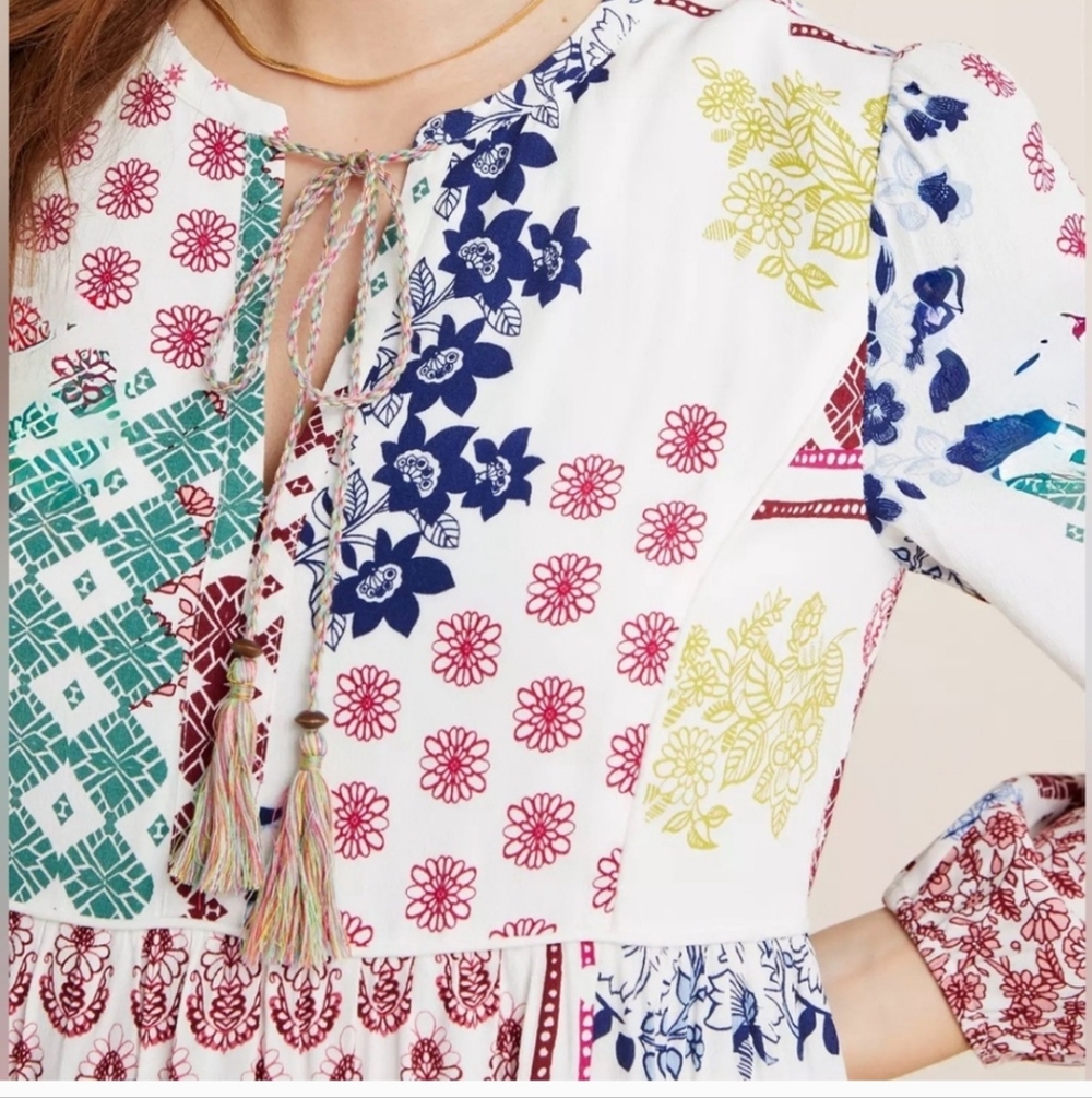 Daniel Rainn Multicolor Patchwork Long Sleeve Dre… - image 3